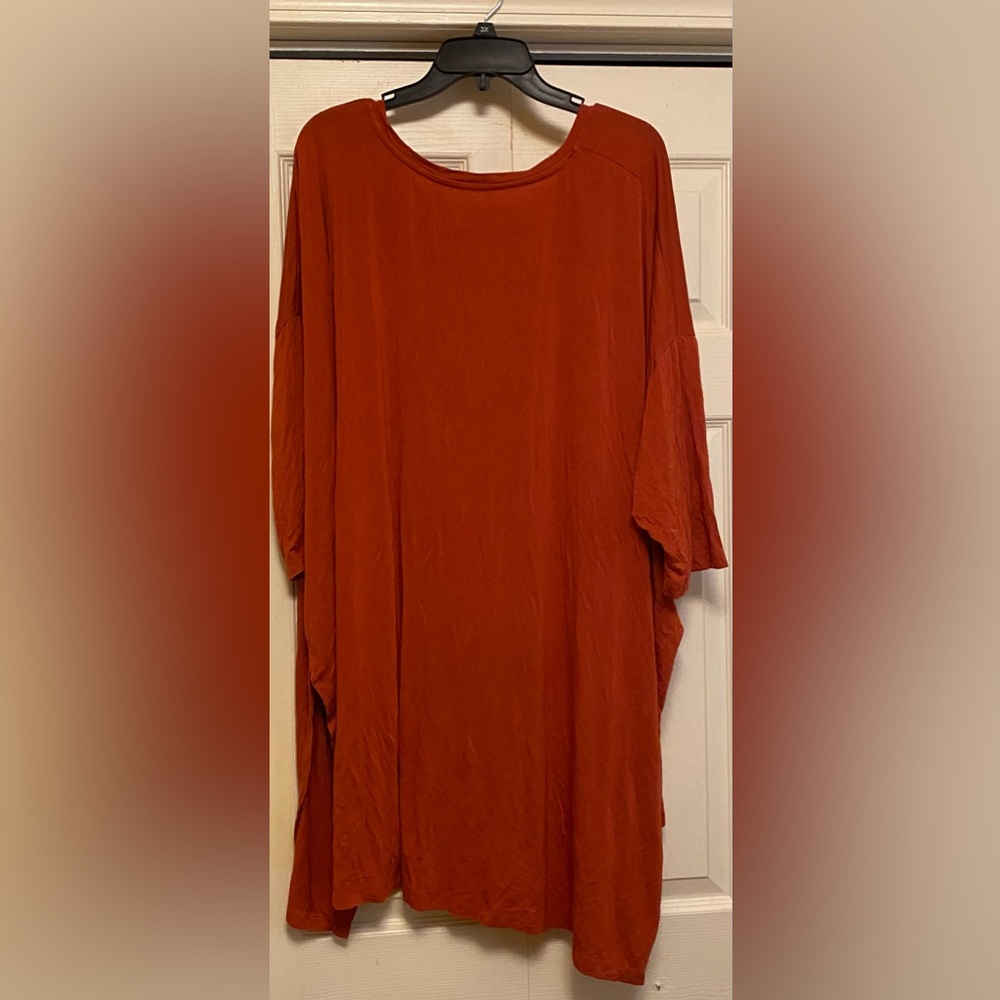 Roman’s burnt orange hi low tunic top